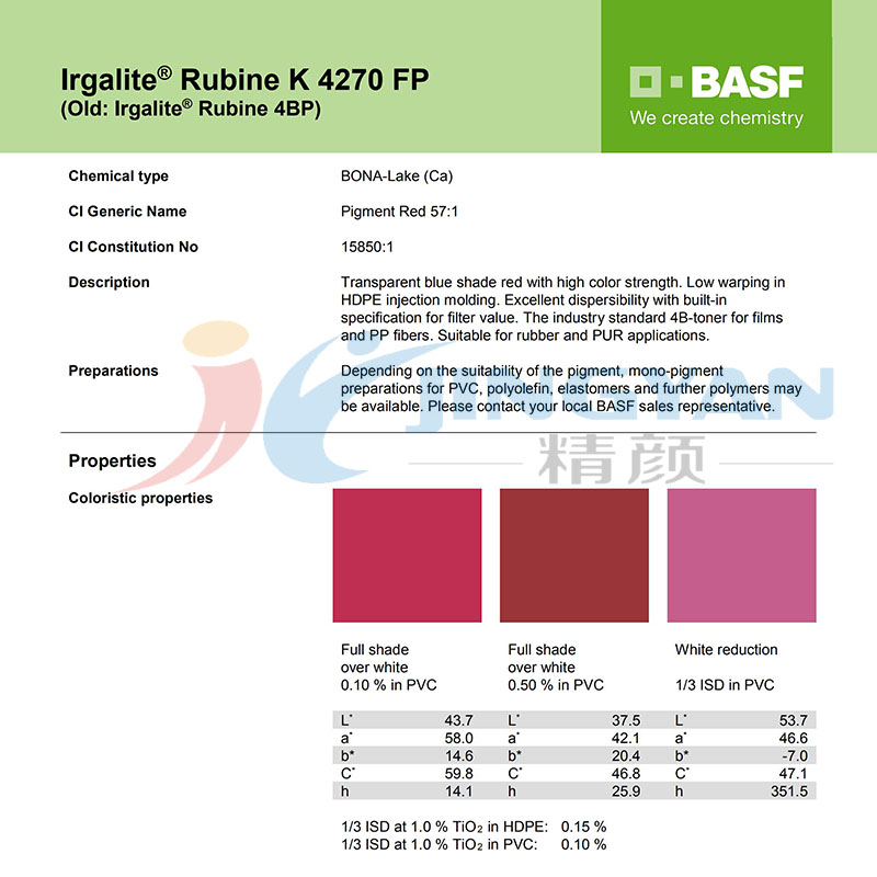 巴斯夫K4270/4BP有機(jī)顏料TDS報(bào)告