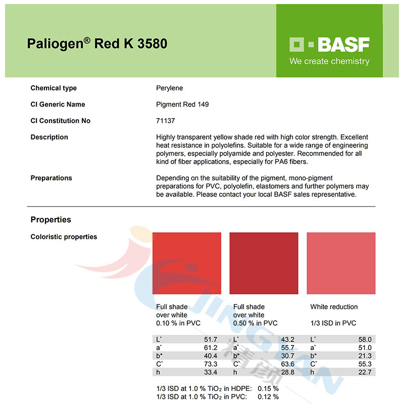 巴斯夫K3580工程塑料尼龍用高性能苝紅顏料